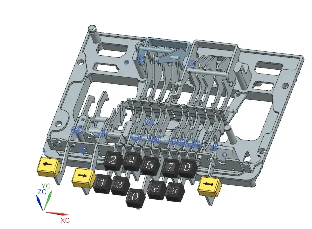Full keyboard and base assembly rendered in Siemens NX